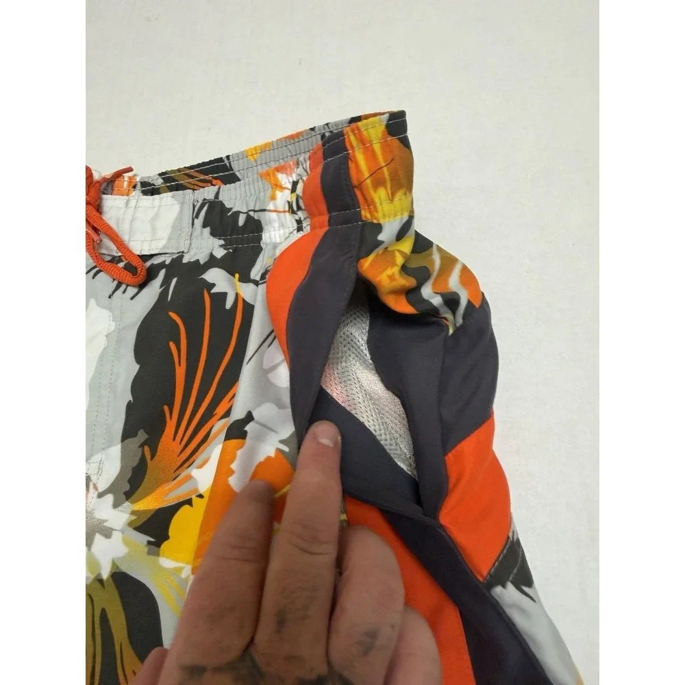Nike swimwear swim‎ trunks shorts, orange grey unique pattern, men's medium